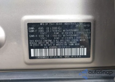 2014 Subaru Outback 2.5I Limited from USA, damaged, VIN 4S4BRBLC0E3241011